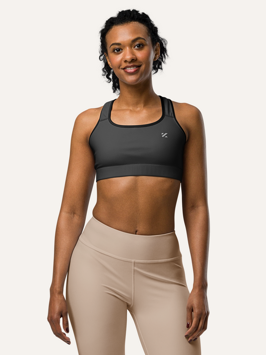 ORIGIN SPORTS BRA · CHARCOAL GREY